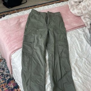 High waisted straight leg cargo pants